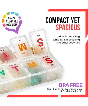 Large Weekly Pill Organizer (2 Pack) - XL AM PM Pill Box with Braille & Glow in the Dark - Easy to Read 7 Day Medication Case for Pills & Supplements - Buy Online on GoSupps.com