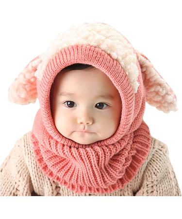 Baby Balaclava Winter Hat Scarf with Double Pom Pom Design - E-Pink One Size - Buy Online on GoSupps.com