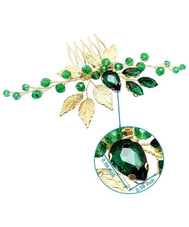 BETITETO Emerald Green Crystal Bridal Hair Comb - Gold Leaf Vine Hair Piece for Wedding & Parties - Buy Online on GoSupps.com