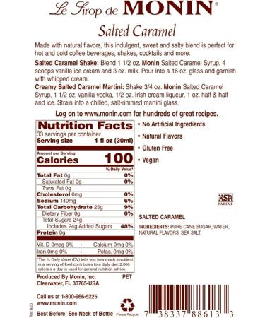 Monin Salted Caramel Syrup 1L | Delicious Caramel Flavor | Pack of 1 - Buy Online on GoSupps.com