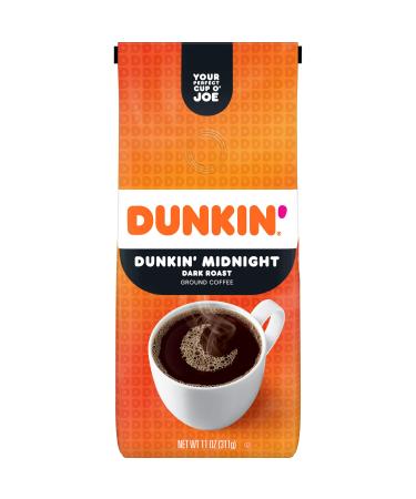 Dunkin' Ground Coffee, Dark Roast, 11 Ounce (Pack of 1) Midnight Dark Roast 11 Ounce (Pack of 1)