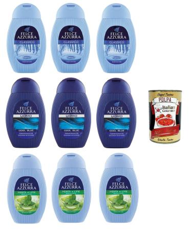 Italian Gourmet E.R. Felce Azzurra Classic Shower Gel Coll Blue Men Lime & Mint Classic Classic Test Pack Men's Blue Lime & Mint 9 x 250 ml + Pulpa Italian Gourmet 400 g
