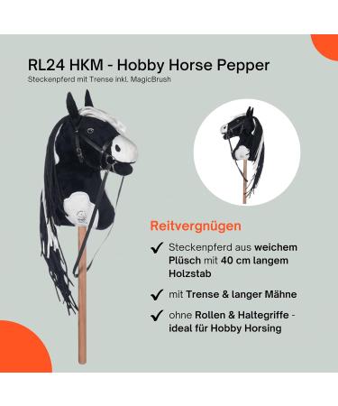 Buy RL24 HKM Hobby Horse Pepper with Magicbrush | Plush Stock Horse with Bridle | Black-and-White | International Shipping Available - Buy Online on GoSupps.com