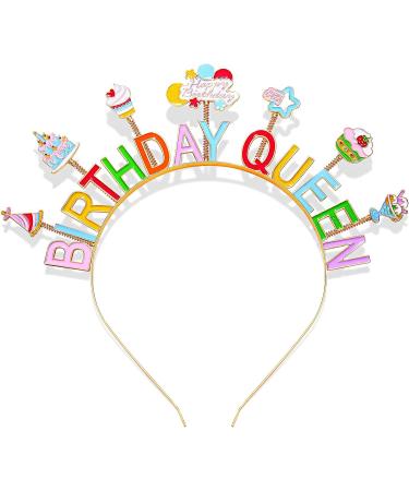 NVENF Birthday Girl Headband - Happy Birthday Crown Tiara for Girls - Cake and Candy Design - Buy Online on GoSupps.com