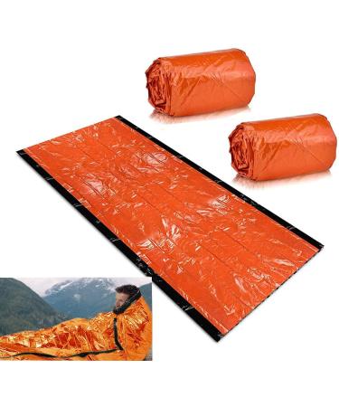 Emergency Sleeping Bag, 2PCS Emergency Sack Survival, Waterproof Thermal Emergency Blanket Multi-use Survival Gear for Hiking Camping First Aid Kits Outdoor Survival Gear