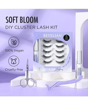 BEYELIAN DIY Lash Extension Kit - Softest & Lightest Band - 5 Pairs Cluster & Individual Lashes for Volume & Natural Look - False Eyelashes with Applicator Tool & Glue Adhesive - Buy Online on GoSupps.com