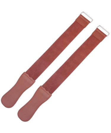 GORGECRAFT 2Pcs 19x2Inch Straight Razor Strop Leather Knives Sharpening Straps Saddle Brown PU Leather Barber Cowhide Kit Iron Clasp for Men Daily Barber Shop Supplies Accessories