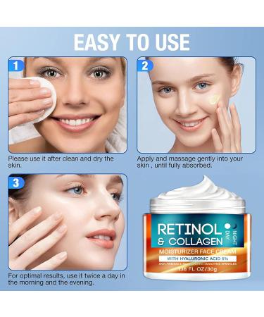 Retinol & Collagen Face Cream - Anti-Aging Moisturizer with Hyaluronic Acid for Men & Women | Reduces Wrinkles & Fine Lines - Buy Online on GoSupps.com