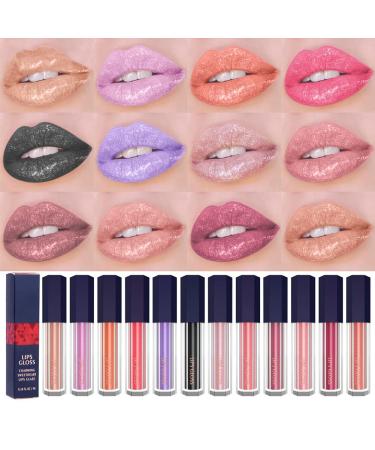 AllbestAye Metallic Glitter Lip Gloss | Waterproof Liquid Lipstick | Diamond Shimmer Nude Colors - Perfect for All Skin Tones (11#) - Buy Online on GoSupps.com
