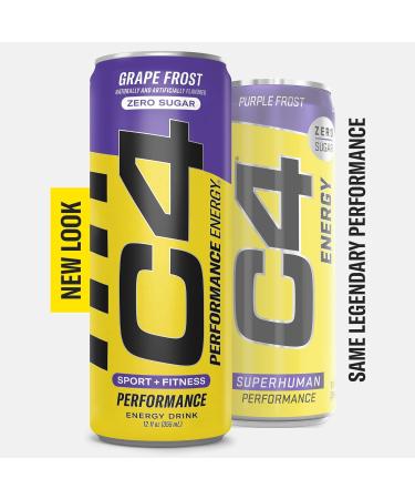 C4 Original Sugar Free Purple Frost Energy Drink - Pack of 12 | Pre Workout Performance Drink with No Artificial Colors or Dyes - 12 Fl Oz - Buy Online on GoSupps.com