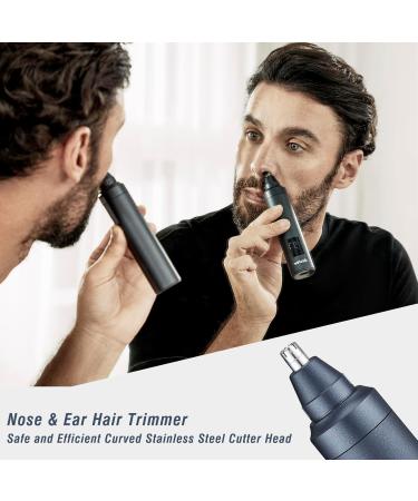 Beard Trimmer for Men - 5-in-1 Grooming Kit | Waterproof Electric Shaver Hair Clippers Nose & Ear Trimmer Rechargeable Dock - Buy Online on GoSupps.com