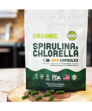 Spirulina and Chlorella Organic Detox Capsules - 240 Count Made in USA | Boost Energy & Antioxidants - Buy Online on GoSupps.com