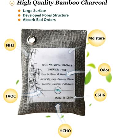 E-HORDE Natural Bamboo Charcoal Bags Air Purifying Bag Charcoal Odor Eliminators for Home Car Bedrooms Kitchen Bathroom Fridge Closet Shoes and Pet Areas (1) - Buy Online on GoSupps.com