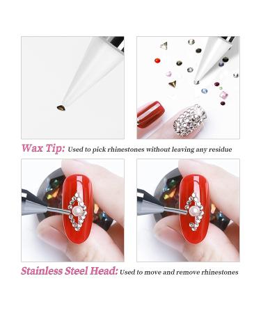 Sularpek Nail Rhinestone Picker Set - Dual-End Rhinestone Pickup Tool and Wax Pencil for DIY Nail Art Crafts (White Pink) - Buy Online on GoSupps.com