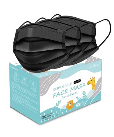 100PCS Kids Face Mask Breathable Black Face Masks for Children Disposable Kids Masks for Protection Safety Mask Anti Dust Air Pollution Protection Black100