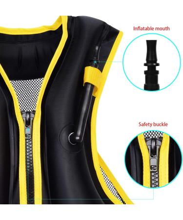 OMOUBOI Inflatable Snorkel Vest - Adult Swimming Jacket for Diving, Surfing & Water Sports (Black, 90-220lbs) - Buy Online on GoSupps.com
