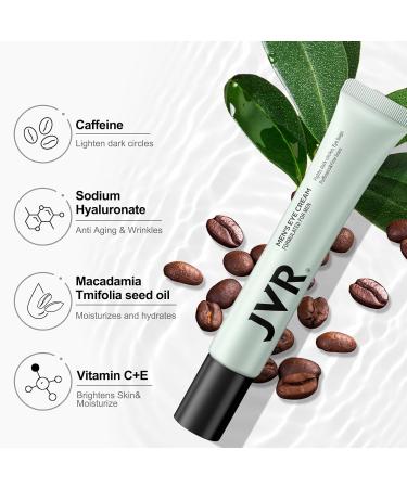 Caffeine Eye Cream JVR Eye Cream Against Wrinkles and Dark Circles Reduces Bags & Eye Swelling Moisturises the Skin for Men 20 ml - Buy Online on GoSupps.com