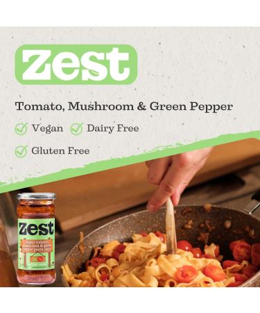 Zest Vegan Tomato Mushroom & Green Pepper Pasta Sauce Pack of 6 x 340g Vegan Gluten Free - Buy Online on GoSupps.com