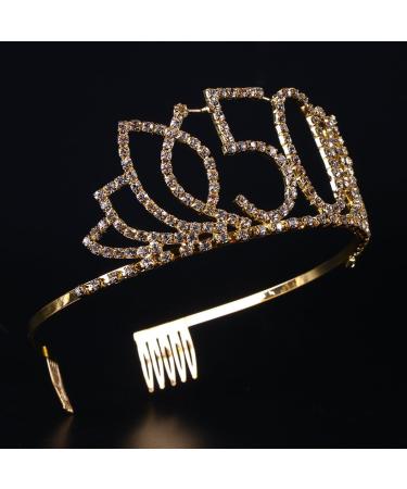 Frcolor 50th Birthday Tiara - Crown Diadem with Crystal Rhinestones & Hair Comb - Elegant Gift for Women (Gold) - Buy Online on GoSupps.com