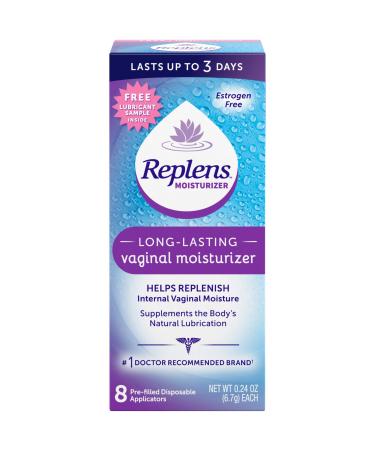 Replens Long-Lasting Vaginal Moisturizer with single-use applicator, 8 Count (Pack of 1) 8 Count Prefilled
