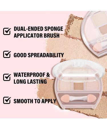 Boobeen 4-Color Makeup Palette | Highly Pigmented Glitter Eyeshadow & Contour | Long-Lasting Shimmer Finishes for Eye Face & Highlighter - Shop Internationally - Buy Online on GoSupps.com