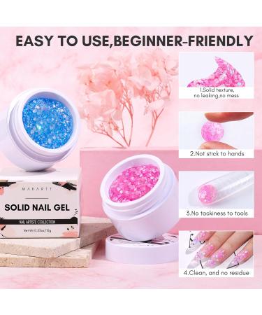 Makartt Solid Gel Builder for Nails 15ml Pink Glitter Nail Extension 3D Gel Sculpting Nail Art UV Nail Glue for Press on Nails Rhinestone Gel Molding Lamp Cured Twinkling Ballet - Buy Online on GoSupps.com