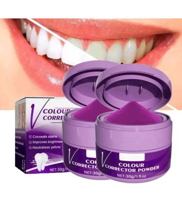 V34 Purple Corrector Teeth Whitening Powder Tooth Stain Removal Oral Colour Corrector for Teeth Whitening Tooth Stain Removal Oral Powder for All Teeth Types (2pc)