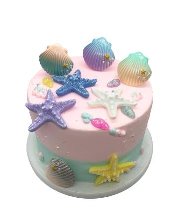 12pcs Sea Creatures Sea Shells Star Conch Cake Topper for Birthday Party Baby Shower Wedding Cake Decorations