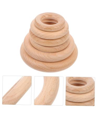 Toyvian 6ST Molar Wooden Circle Accessories - Unfinished Wooden Rings for Baby Teething - Natural Beech Wood Bite Rings - Buy Online on GoSupps.com