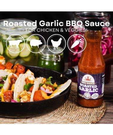 Poppamies Roasted Garlic BBQ Sauce - American Style Barbecue Sauce for all Type of Dishes - Ideal for Slow Food - Baste on the Food at the end of Grilling - 345g - Buy Online on GoSupps.com