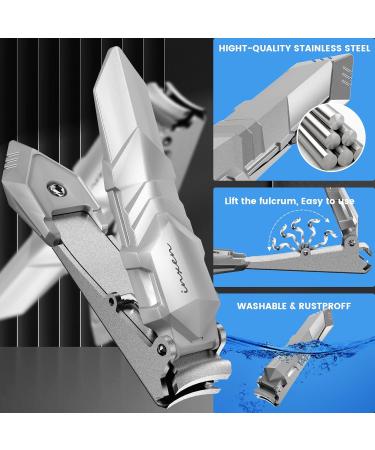 Professional Heavy Duty Nail Clippers for Men with Catcher - Stainless Steel Toenail Clippers for Seniors and Adults - No Splash Self-Collecting Nail Cutter - Buy Online on GoSupps.com