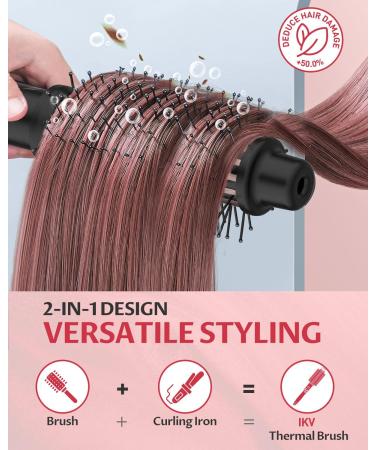Round Thermal Brush & Heated Curling Iron - 1.5 Inch Ceramic Tourmaline Hair Wand for Volume & Shine | International Shipping - Buy Online on GoSupps.com