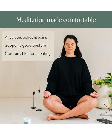 Large Crescent Meditation Cushion - Mindful & Modern Zafu Yoga Bolster Seat with Carry Handle | Removable Washable Cover | Buckwheat Filled | Minimal Black - Buy Online on GoSupps.com