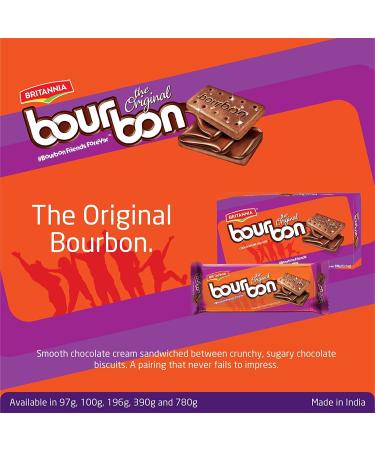 Britannia Bourbon Original Choco Creme Biscuits 3.42oz (97g) - Pack of 4 - Buy Online on GoSupps.com