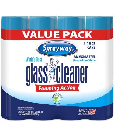 Sprayway 443331 Ammonia Free Glass Cleaner, 19 Oz. (4-Pack) (Packaging May Vary) (4 Case(19 Oz))