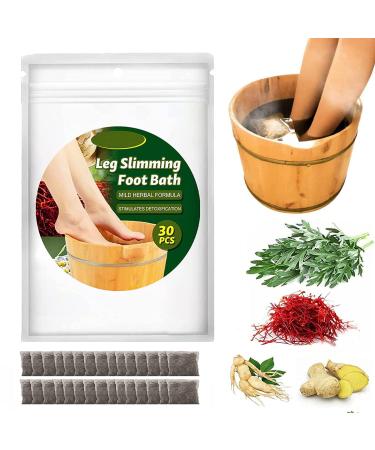 30PCS Lymphatic Drainage Ginger Foot Soak, Leg Slimming Foot Bath Bag,Wormwood,Enhance immunity and improve sleep Natural Mugwort Herb Foot Soak,Detox Foot Care Spa Relax for Muscles Foot Pain Relief 30 PCS