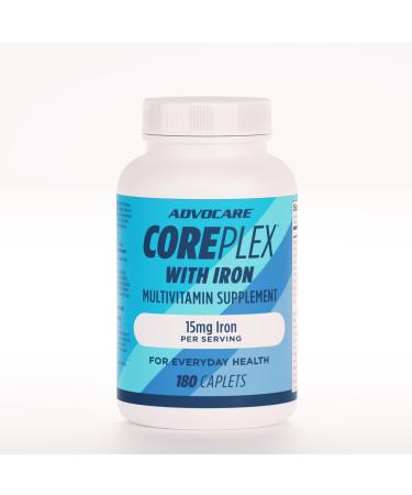 AdvoCare CorePlex with Iron - Multivitamin with Vitamin A B-6 B-12 C & E - Also Includes Thiamine Folic Acid & Magnesium - 180 Caplets