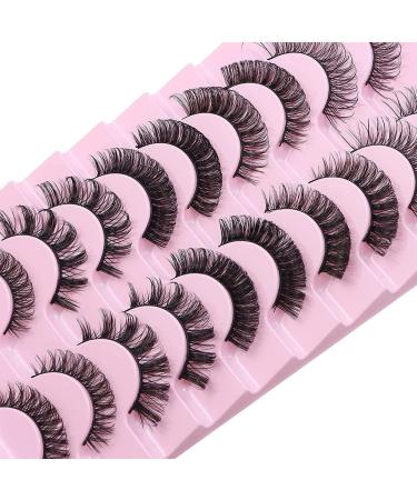 Eyelashes Russian Strip Lashes Natural Fluffy Wispy D Curly Effect Hybrid Strip Lashes Look Like Extensions 10 Pairs (MIX-H5) - Buy Online on GoSupps.com