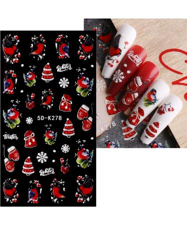 JMEOWIO 3D Embossed Christmas Nail Art Stickers Decals Self-Adhesive 5D Colorful Snowflake Winter Holiday Nail Supplies Nail Art Design Decoration Accessories 4 Sheets - Buy Online on GoSupps.com