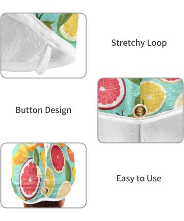 Super Absorbent Lemon Orange Fruit Hair Towels 2 Pack | Quick Dry Hair Turbans for Women & Girls - Buy Online on GoSupps.com