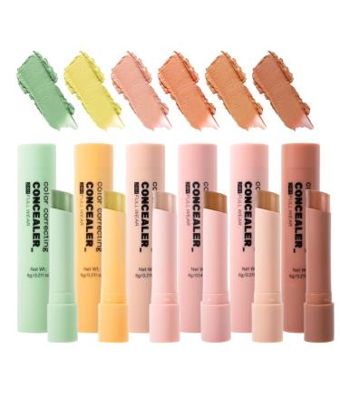 Lixuhdyu Concealer Stick Make-Up Stick 6 Shades Full Coverage Concealer Lightweight Texture and Long Hold for Camouflage Imperfections Face Cosmetics for Women and Young Girls