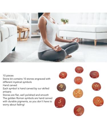 Engraved Rune Stones 10Pcs Engraved Rune Stones Hand Carved Symbol Versatile Witch Runes Crystal Grid Sets for Chakra Cleansing Aura Healing (Red Agate) - Buy Online on GoSupps.com