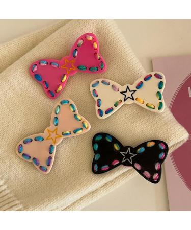 Cute Barrettes Clip Sweet Mini Braided Bow Colorful Hairpin Y2K Girls Harajuku 2000s Hairpin Women Girls Hair Clips For Thick Hair - Buy Online on GoSupps.com