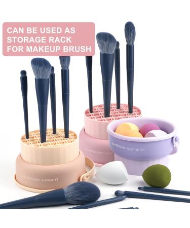Buy 3 in 1 Silicone Makeup Brush Cleaner Mat & Bowl Drying Holder & Scrubber Tool for Easy Cleaning & Storage (Pink) | Fast International Shipping - Buy Online on GoSupps.com
