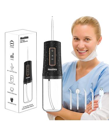 IHealthia Rechargeable Water Flosser Teeth Cleaner - Portable Cordless Dental Oral Irrigator | 3 Modes, 4 Nozzles | Waterproof for Home & Travel - Matte Black - Buy Online on GoSupps.com