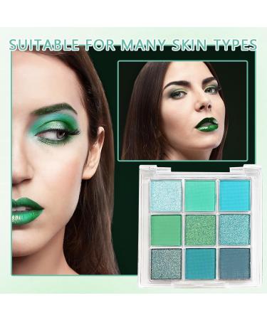 9 Colors Green Matte Glitter Eyeshadow Palette Highly Pigmented Blendable Pearl Eyeshadow Makeup Palette Long Lasting Waterproof Shimmer Green Eye Shadow Makeup Palette - Buy Online on GoSupps.com