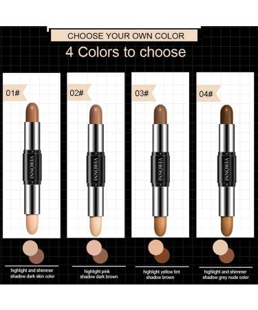 EnMart 4 Pcs Dual-Ended Contour Stick 2 In 1 Cream Highlight Contour Pen Makeup Bronzer Shading Stick Face Highlighters Sticks Concealer Contour Highlighter Pencil Long Lasting Waterproof Makeup C011 - Buy Online on GoSupps.com