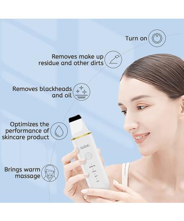 GUGUG Skin Scrubber Blackhead Remover | 4 Modes Pore Spatula for Deep Cleansing | Facial Skin Spatula - White - Buy Online on GoSupps.com