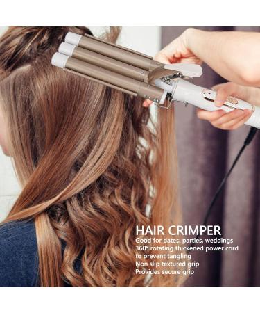 3 Barrel Curling Iron Wand Wavy Curling Wand Ceramic Hair Crimper Dry and Wet Use Ceramic Heating Hair Styling Curler for All Hair Types Golden 100 240V (US Plug) - Buy Online on GoSupps.com