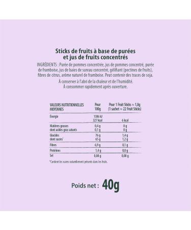 N / A! Nature Addicts Bag of Raspberry Fruit Sticks 40 g - 100% Made - No Added Sugars No Sweeteners or Preservatives - Reseal - Buy Online on GoSupps.com